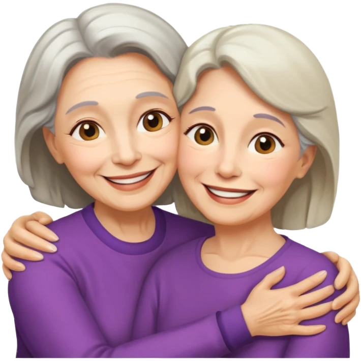 Abrazo de Madre de 70 años y hija emoji