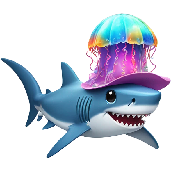 Shark with a jellyfish hat emoji