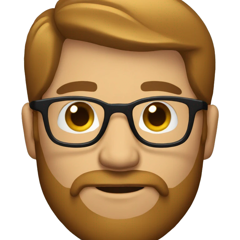 man with brown short hair, thin framed glasses and  golden full beard emoji