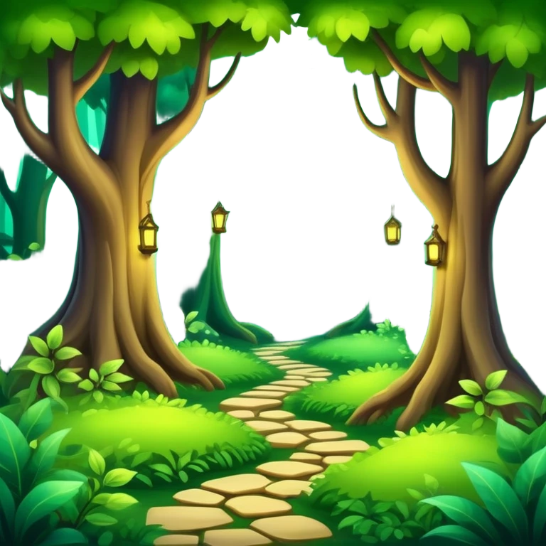 enchanted forest with lush green trees and magical glowing accents emoji