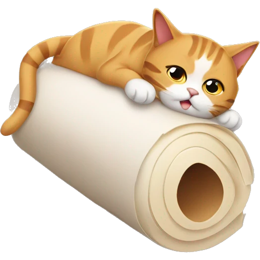 Cat slipping in a roll emoji