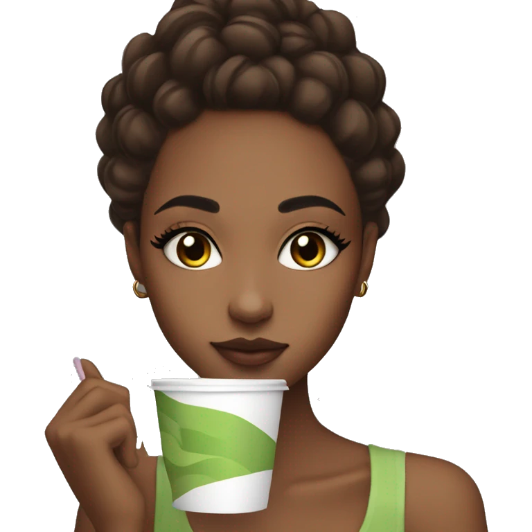 Aesthetic girl with your favorite color is coffe and she likes the matcha, do exercise , and she loves the makeup   emoji