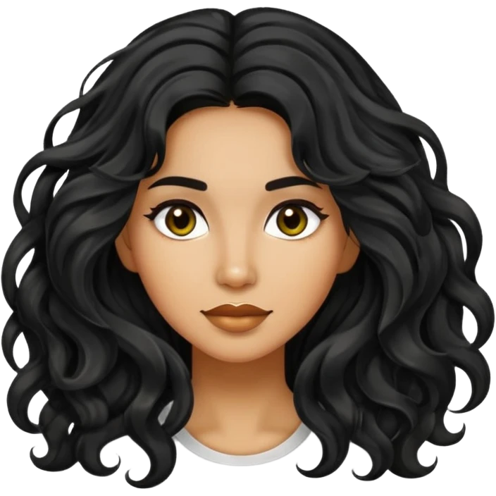 Alluring 1990's thai olive skin shiny long black wavy textured tousled hair emoji
