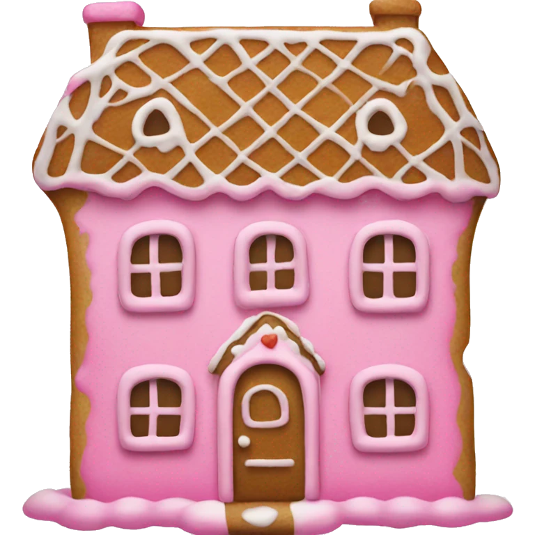 A pink gingerbread house emoji