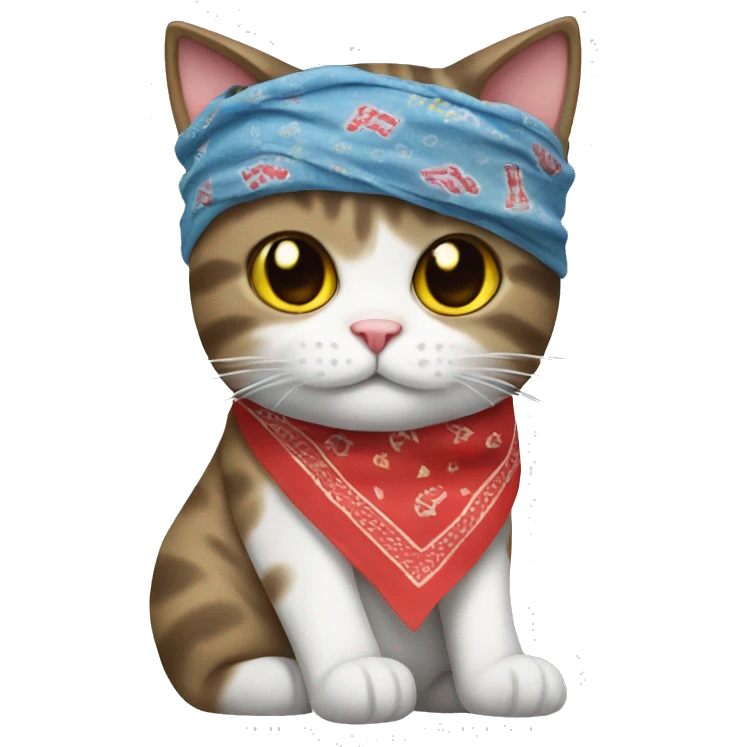 Cat wearing socks with a bandana emoji