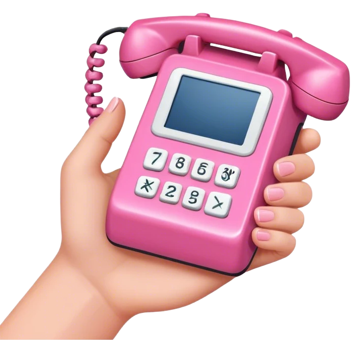 A hand holding a pink preppy phone 16 emoji