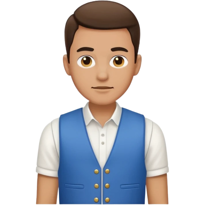 a man with a white shirt and a blue. vest emoji