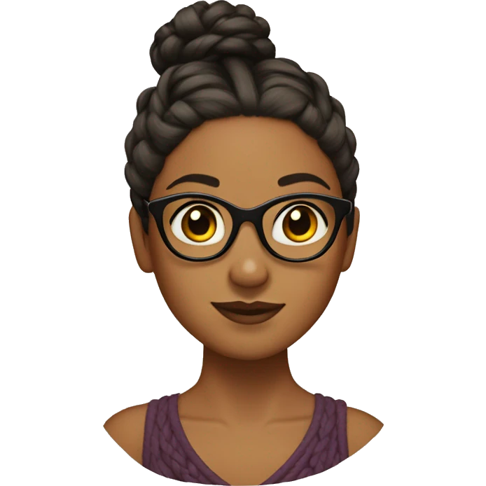 A brown girl with braided high bun  wearing glasses emoji