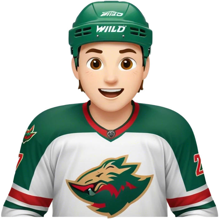 Minnesota wild hockey player celebrating goal emoji
