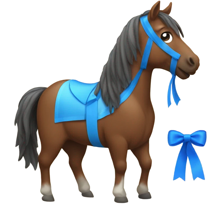 Brown horse with blue ribbon  emoji