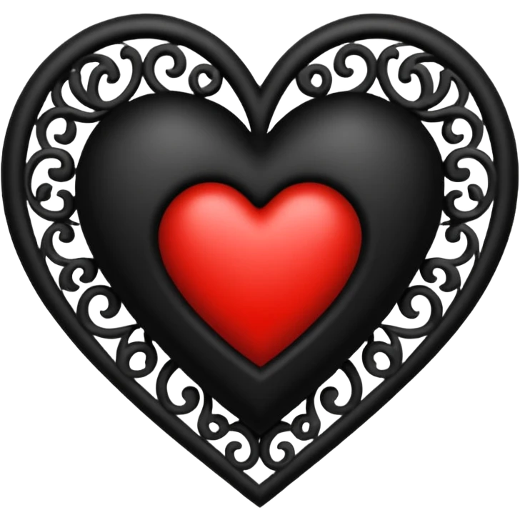 goth heart with a gothic filigree border emoji