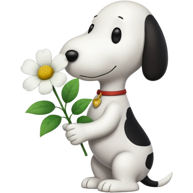 snoopy with a single flower emoji