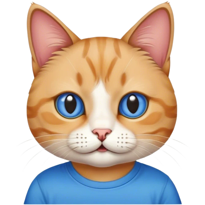 Funny cat with a blue t shirt emoji