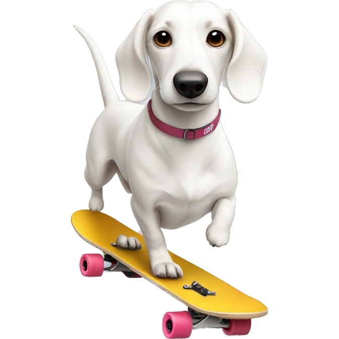 Skateboarding white sausage dog emoji