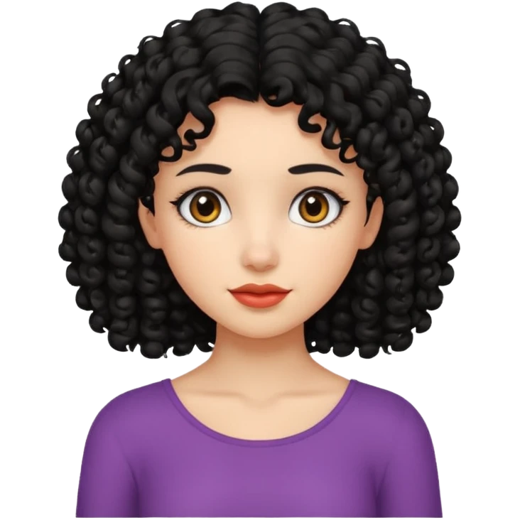 Menina de cabelo cacheado preto e abaixo do ombro  emoji