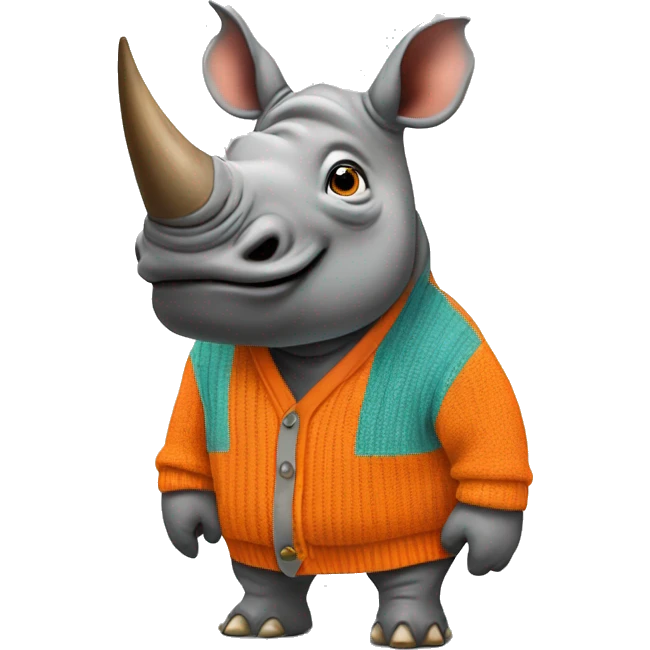rhino wears orange "GAP" cardigan emoji