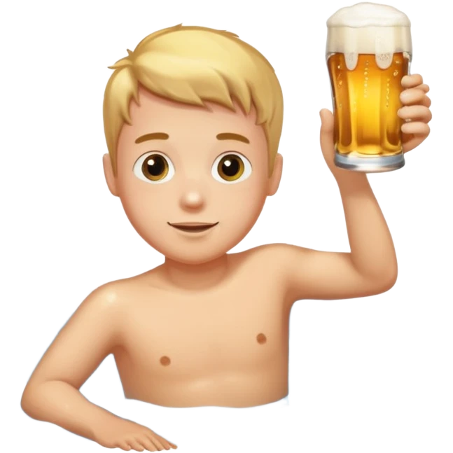 A boy swimming in a pool of beer emoji