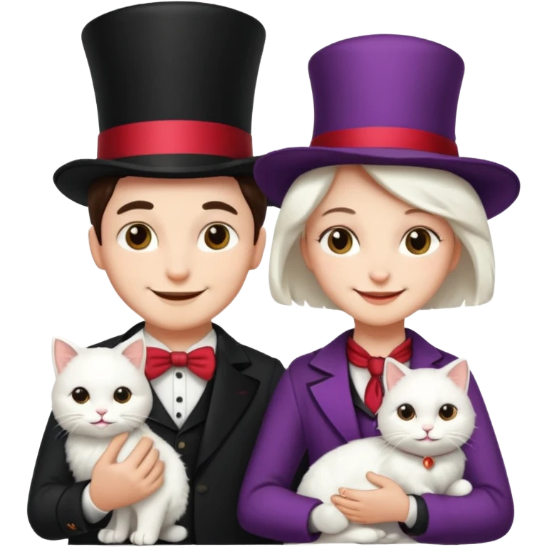 magician couple and their pet cat emoji