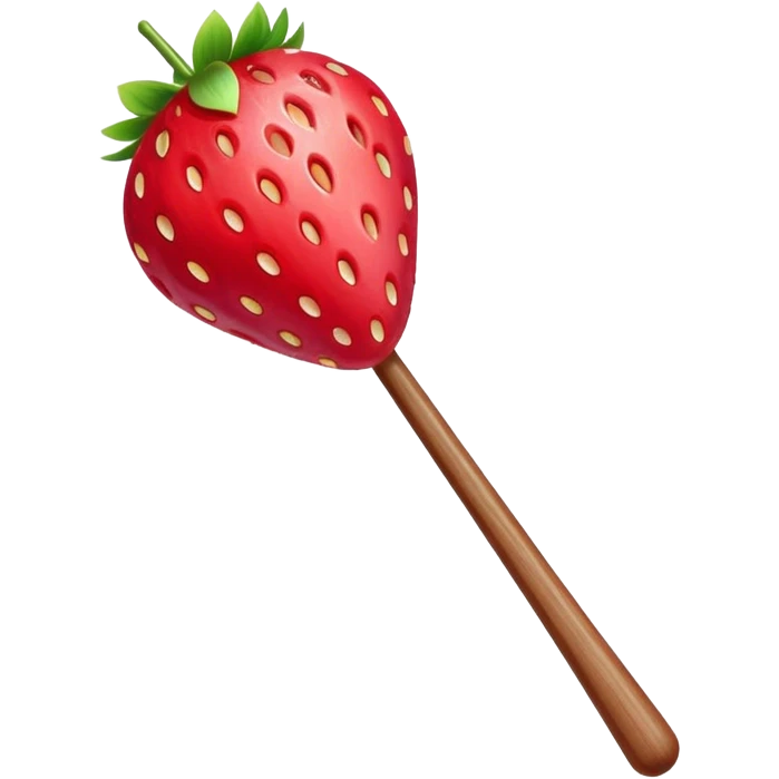 strawberry tanghulu on a wooden stick with shiny sugar coating emoji