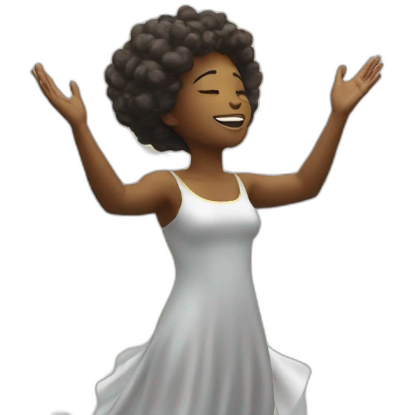 Female black angel praising God in heaven emoji