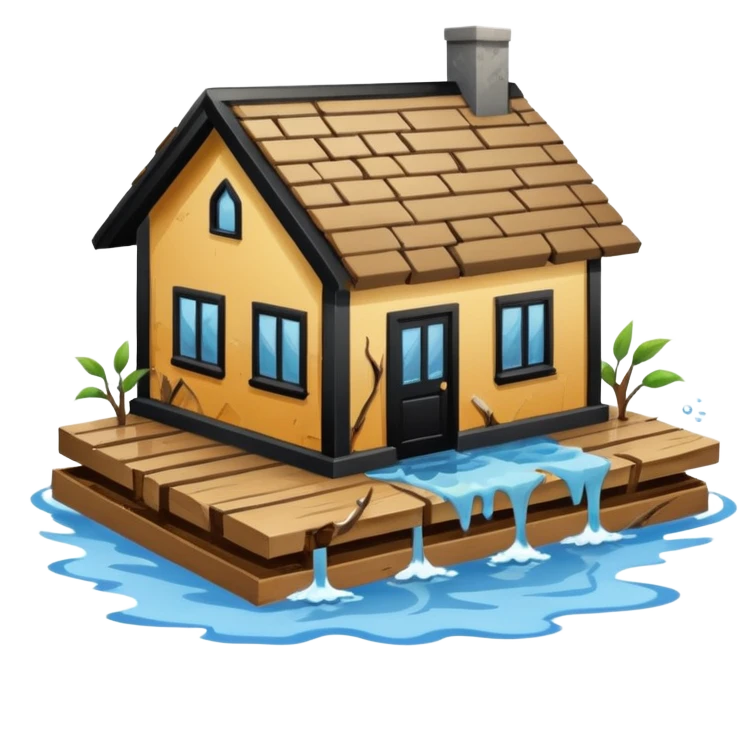 Flooded house in hurricane emoji