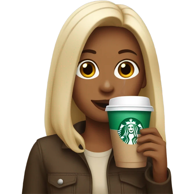 Girl drinking starbucks emoji