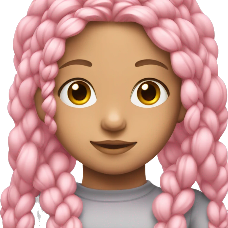 Blond girl, grey eyes, many pink braids emoji
