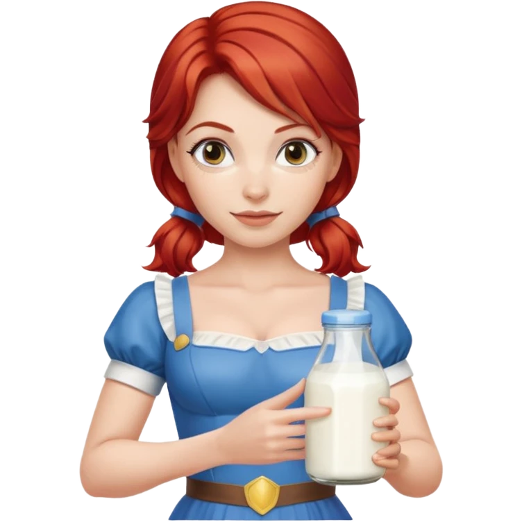 Milk themed women super hero red hair milkmaid super hero holding milk emoji