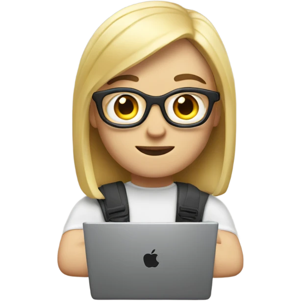 memoji of a white youtube with a laptop, apple style emoji