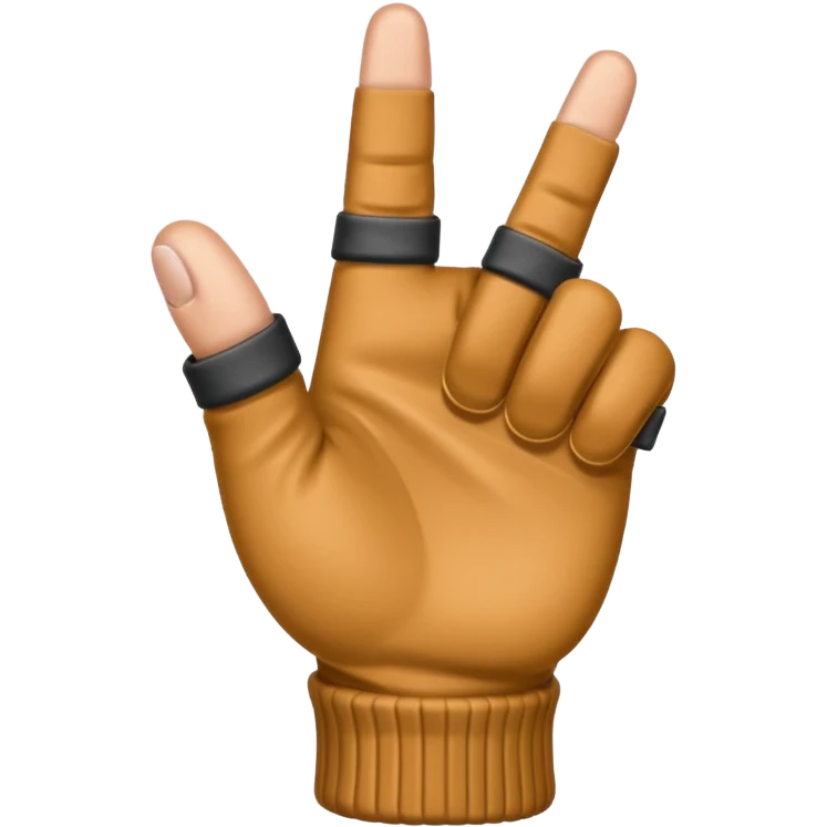 Middle finger emoji wearing fingerless gloves emoji