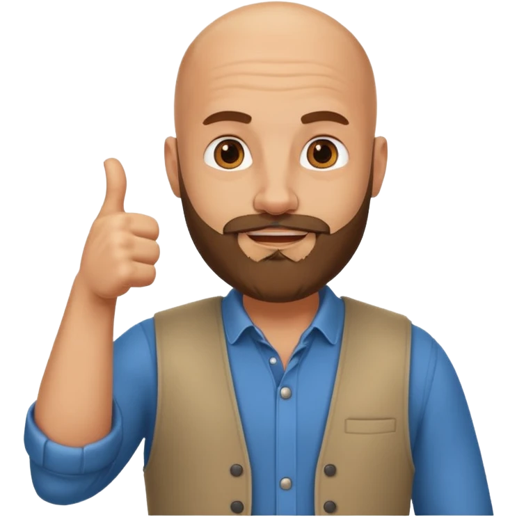 лысый с бородой, модный показывает лайк emoji