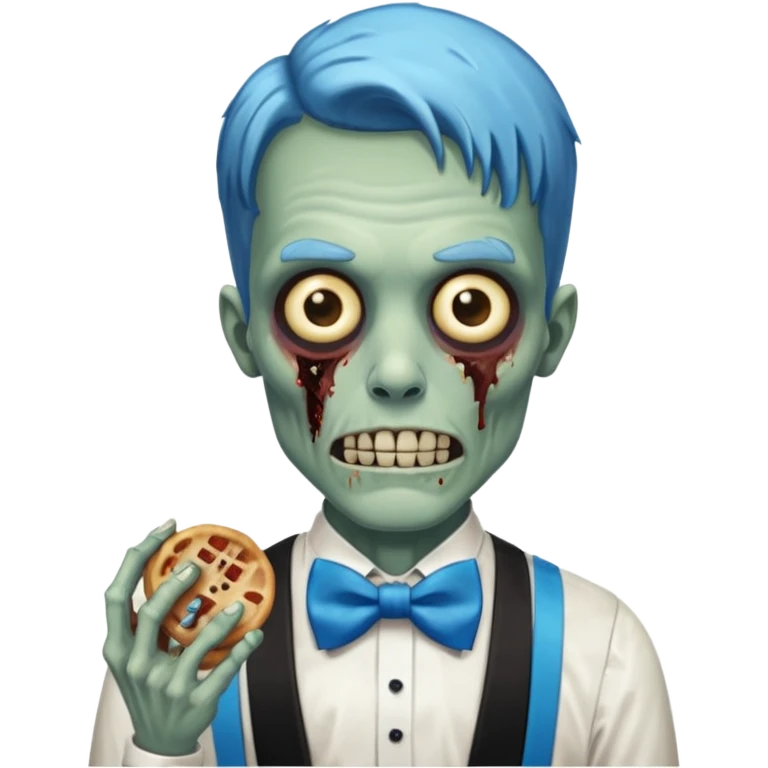 zombie zombie waiter with blue bow tie emoji