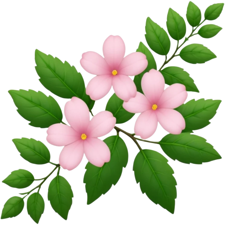 Aesthetic flowers and plants growing from the ground in colours of soft pink matching the deep green leaves (to describe/match with the word flourish) more of a wild bush or vine  emoji