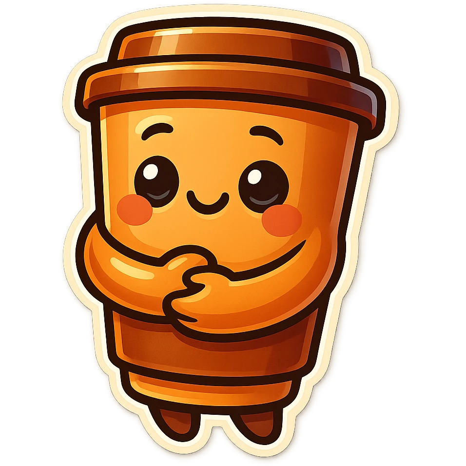 Tall coffee cup, compassion, hug emoji
