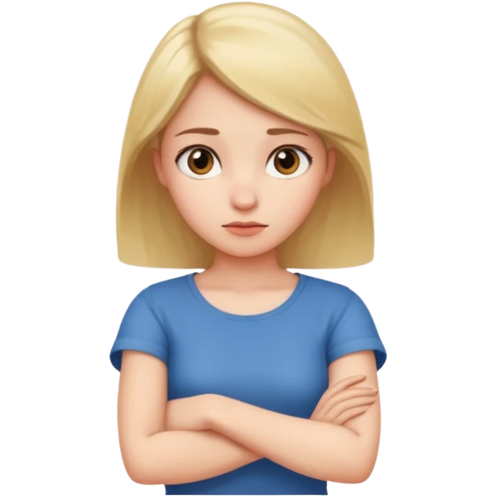 팔짱끼고 갸우뚱하는 궁금함이 많은 젊은 여성 emoji