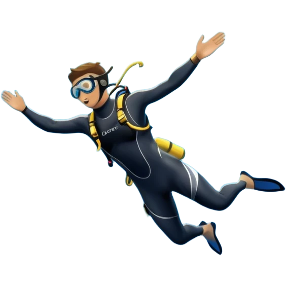 A diver mid-air, diving from a rocky cliff into the sparkling blue ocean below. The background shows a dramatic cliffside and clear sky, capturing the daring and exhilarating nature of cliff diving, with the water below ready to embrace the plunge. emoji