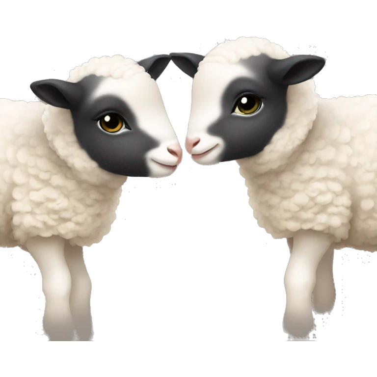Little lambs kissing each other  emoji