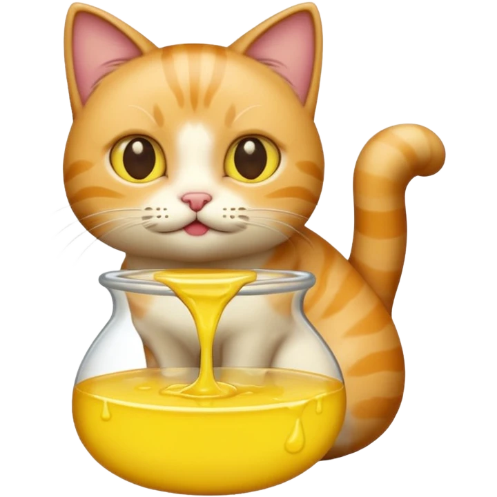 Cat releasing yellow liquid emoji