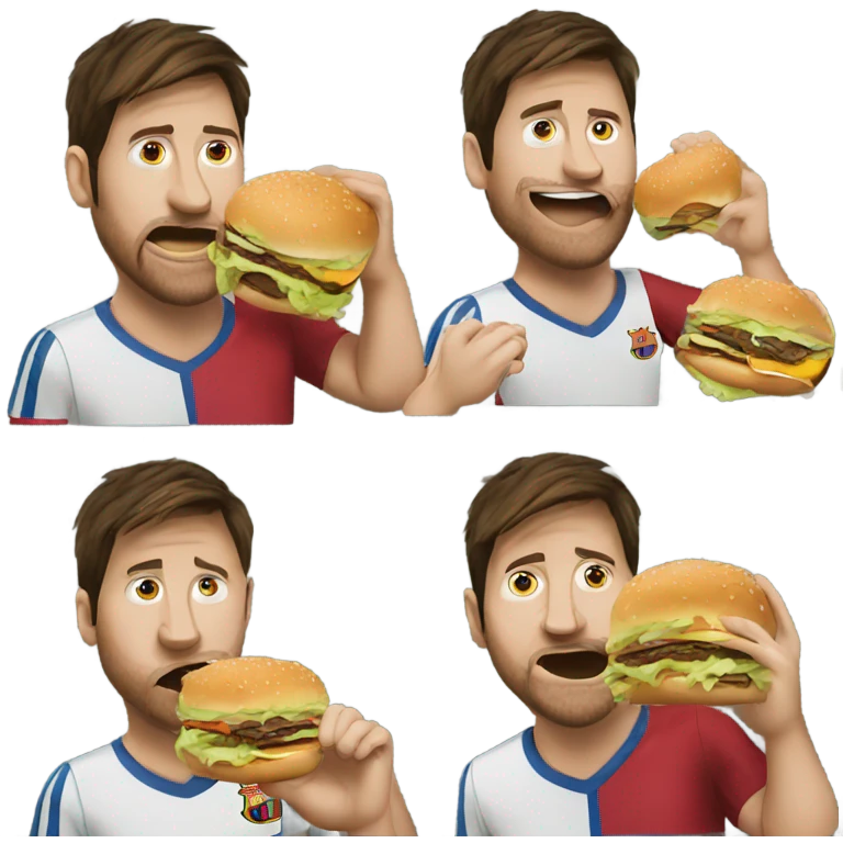 Messi eating burger emoji