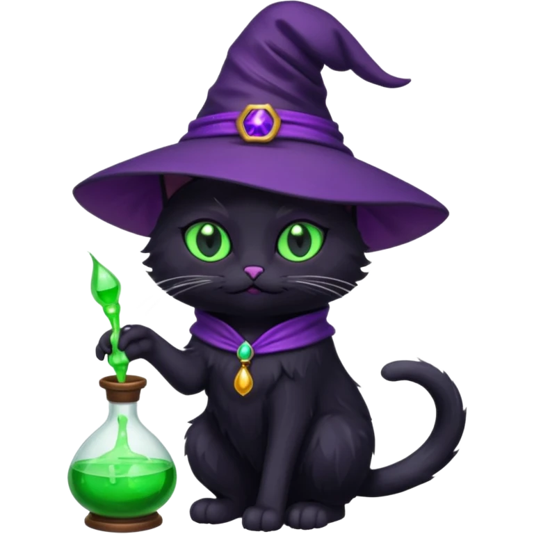 Purple witch cat full body with potion 🧪 emoji