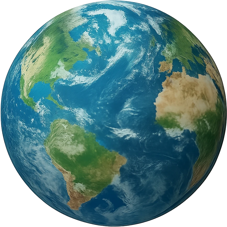 realistic earth globe with vibrant colors, no background emoji