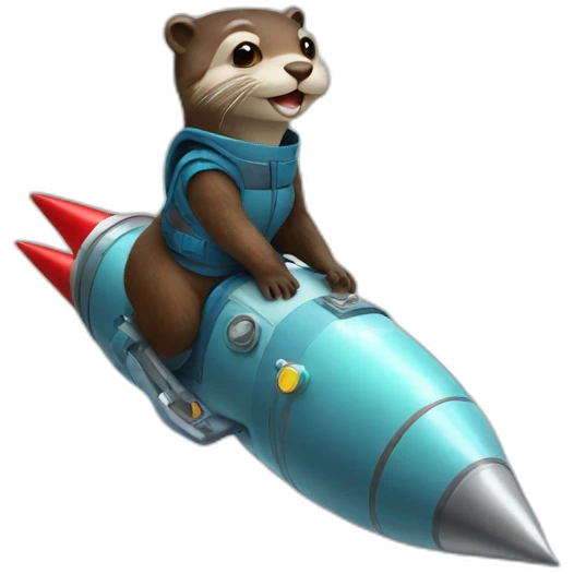 Otter riding rocket emoji