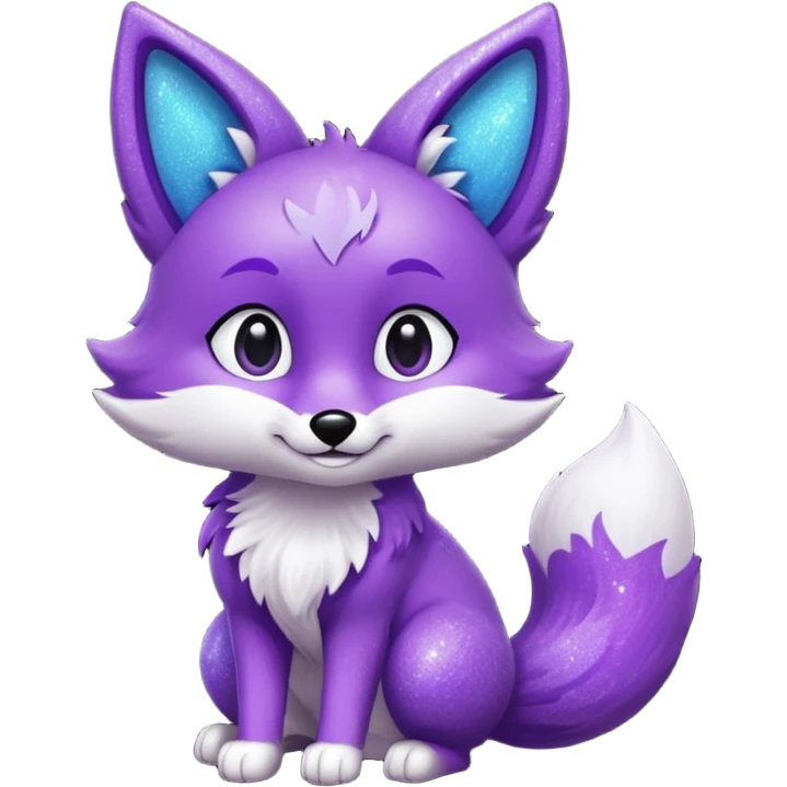 glitter purple and cian fox emoji