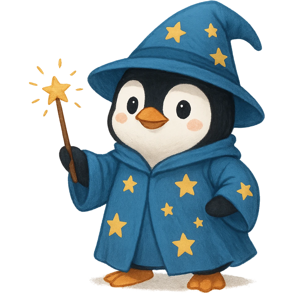 A penguin wizard emoji