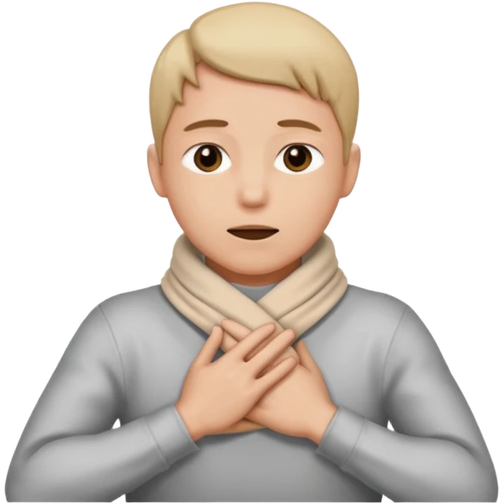 Person grabbing thier neck with their hands crossing them wrapping them around thier neck  emoji