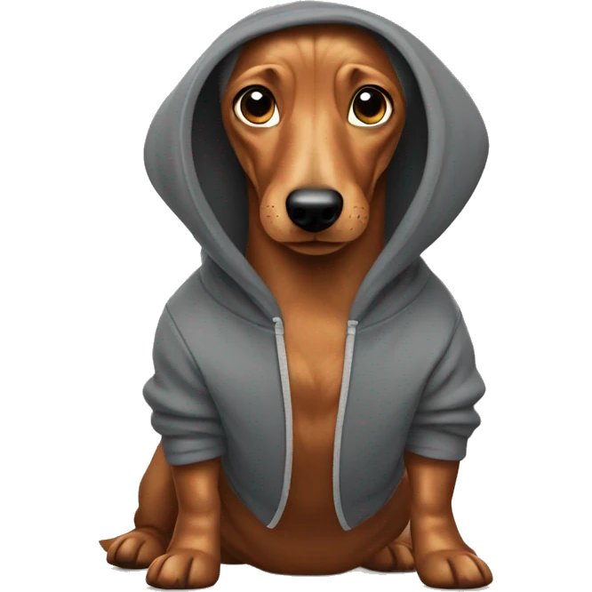 Wiener dog wearing hoodie emoji