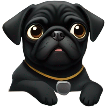 Black pug in a San Francisco cable car emoji