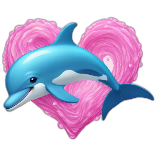 dolphin sea  wave heart emoji