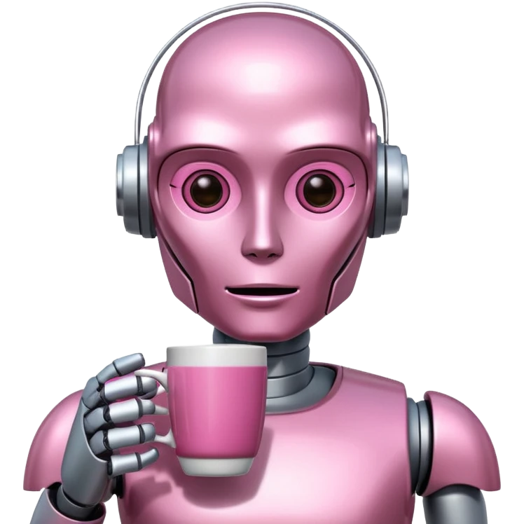 robot drink pink coffee emoji