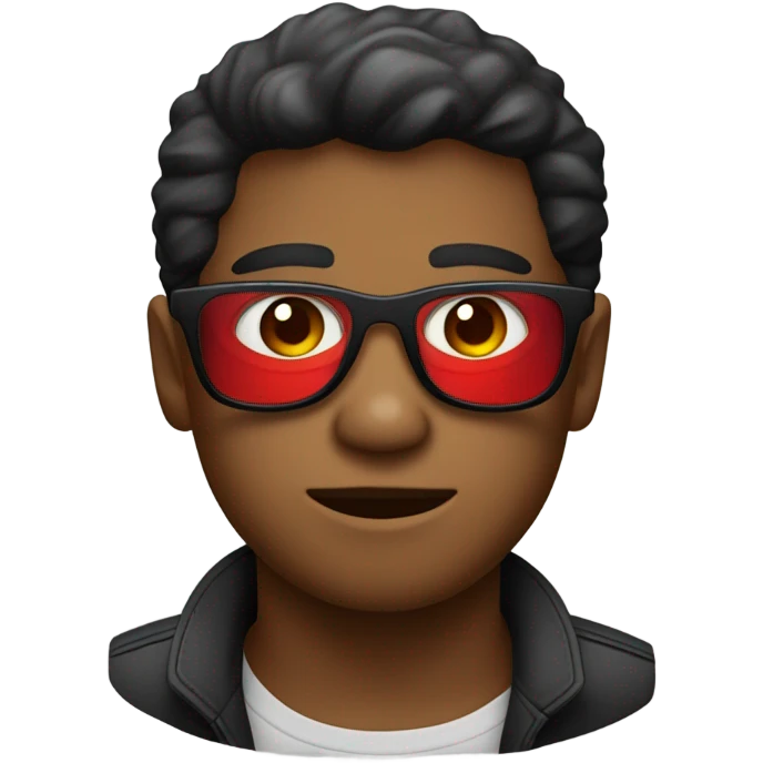 oso negro con la mitad roja y lentes d emoji
